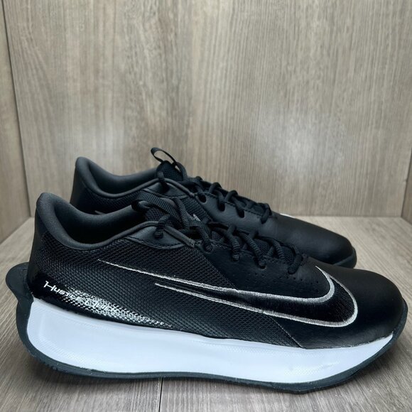 Nike Team Hustle Quick 3 Basketball Shoes Boys 6Y Leather Black Metallic Silver - Picture 1 of 12